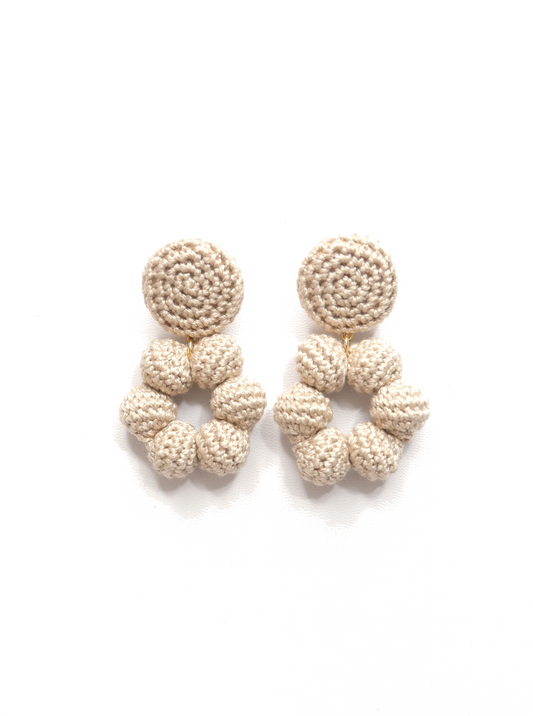 Bria crochet bonbon earrings- cream