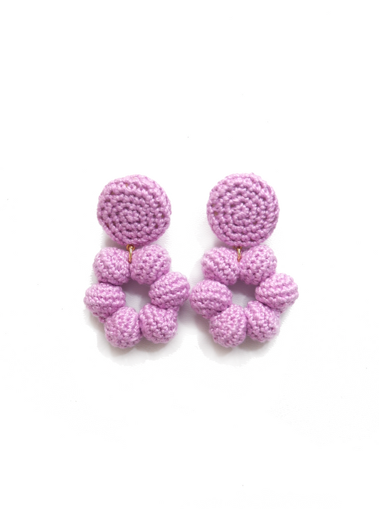 Bria crochet bonbon statement earrings- lilac