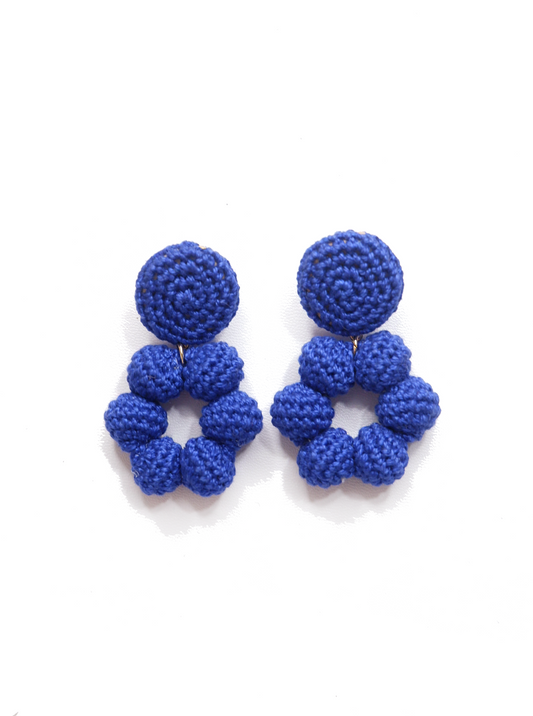 Bria crochet bonbon statement earrings- royal blue