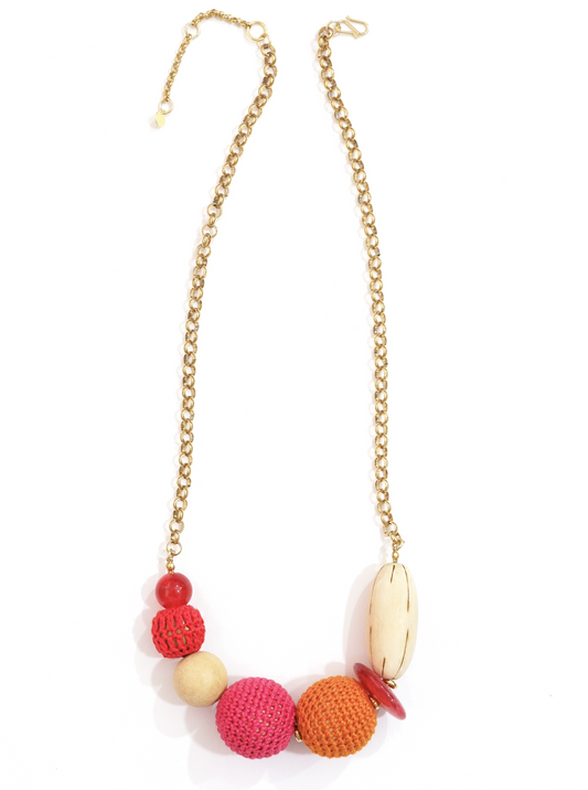 Mixed bead necklace- cherry cola