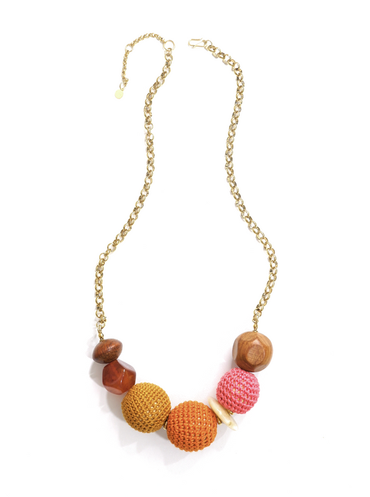 Mixed bead necklace- golden hour