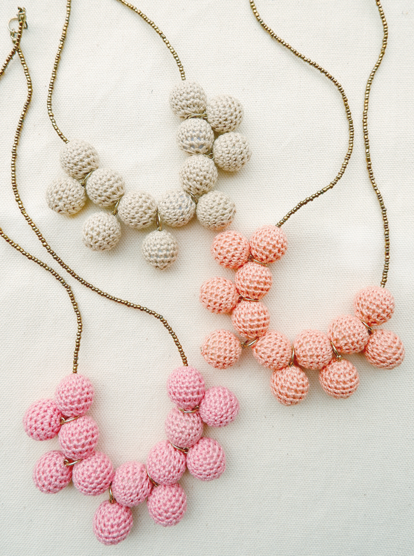 Sunburst crochet bead necklace